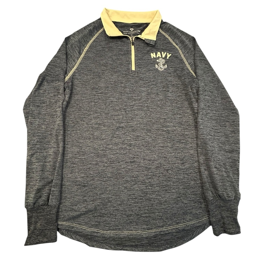Colosseum Navy Gray and Yellow Women’s Collegiate‎ Pullover 1/4 Zip Shirt Large